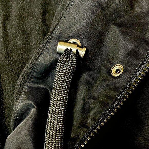 Eileen Fisher Women's Size M Black Fleece Lined Adjustable Waist Collared Coat - Picture 15 of 16